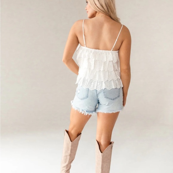 White Eyelet Ruffle Top - Picture 4 of 6